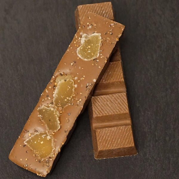  Ingwer-Orangenpfeffer Schokoladenriegel aus Edelvollmilchschokolade